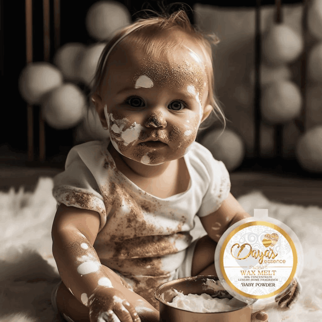 Strong UK wax melts: 3x more oil, long-lasting baby powder scent for intense fragrance.