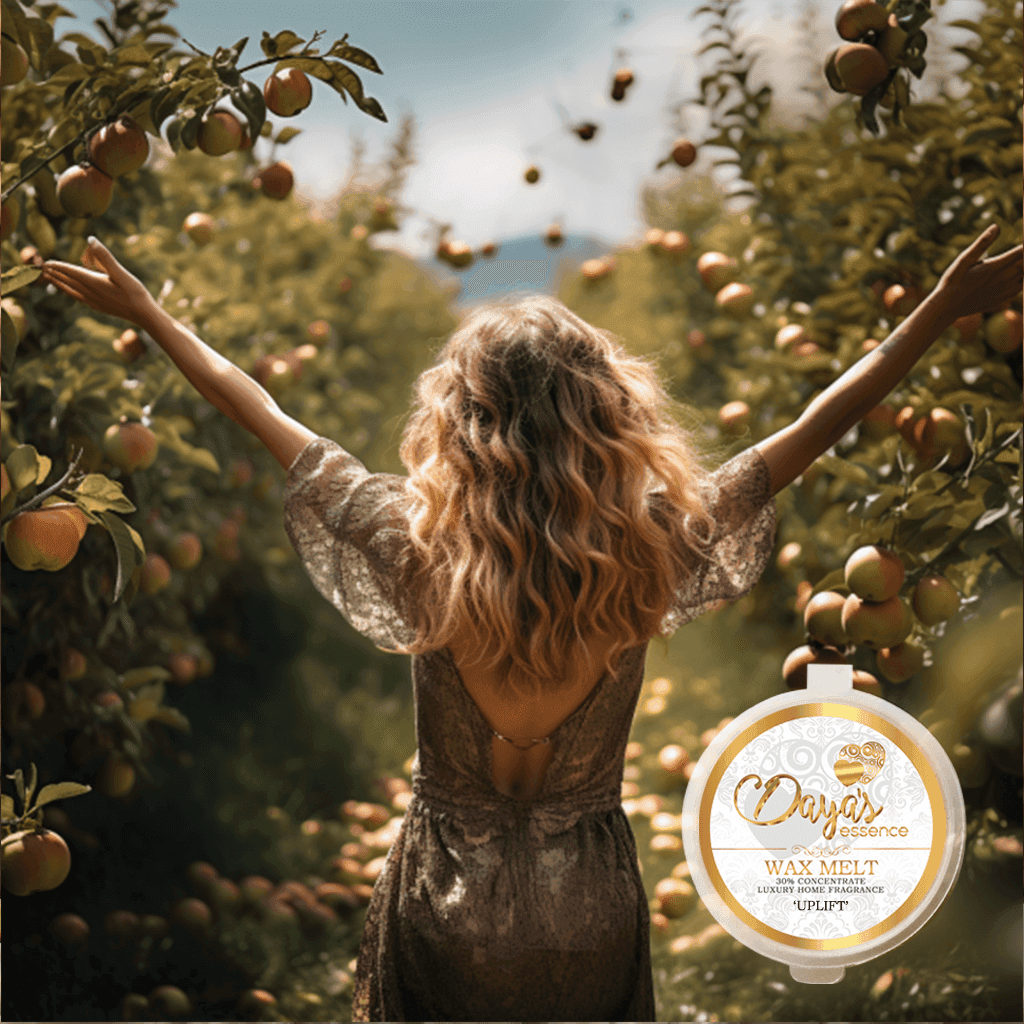 UPLIFT wax melts: 30% fragrance, bold citrus, apple, jasmine, rose for 30+ hours of freshness.