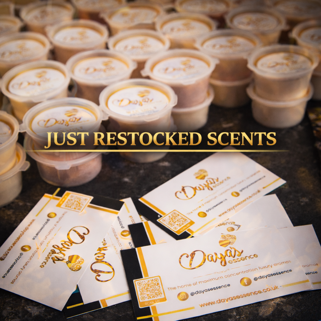 Luxury wax melts freshly restocked for the just restocked collection by Dayas Essence