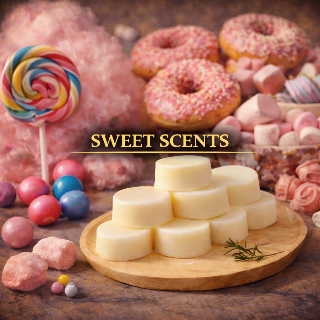 Luxury wax melts arranged for the sweet scents collection by Dayas Essence